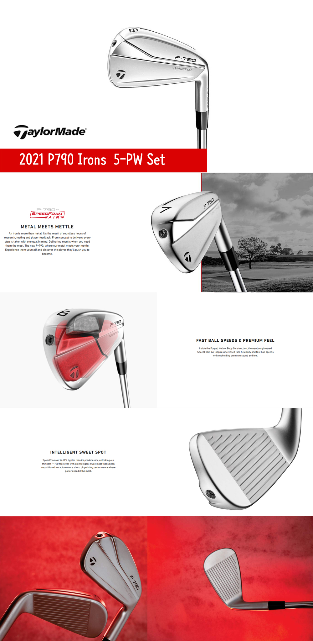 NEW] 2021 TaylorMade P790 Iron Set 5-PW /TT Elevate 95/ Stiff Flex